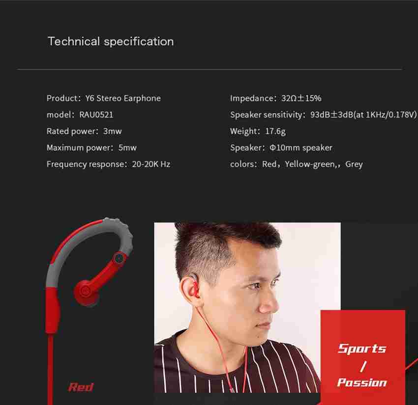 Rock Space STEREO EARPHONE Red Gray Bluetooth Headset Price in