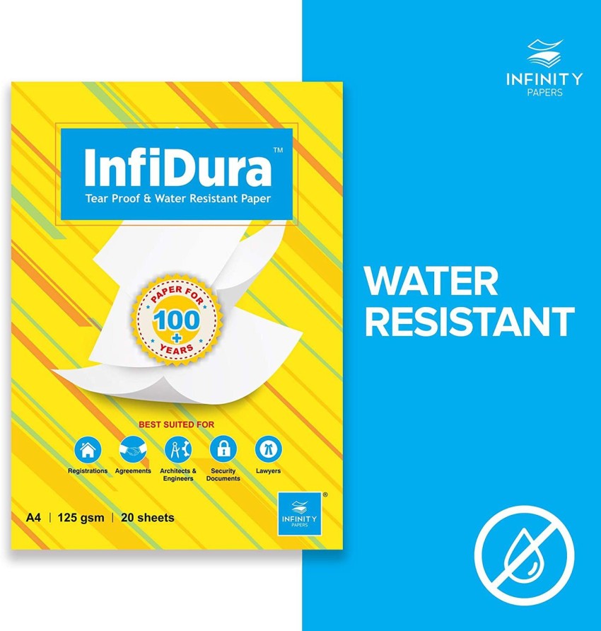 InfiDura Tear Proof & Water Resistant Blank A4 - 21 x 29.7 CM 125 gsm A4  paper - A4 paper 