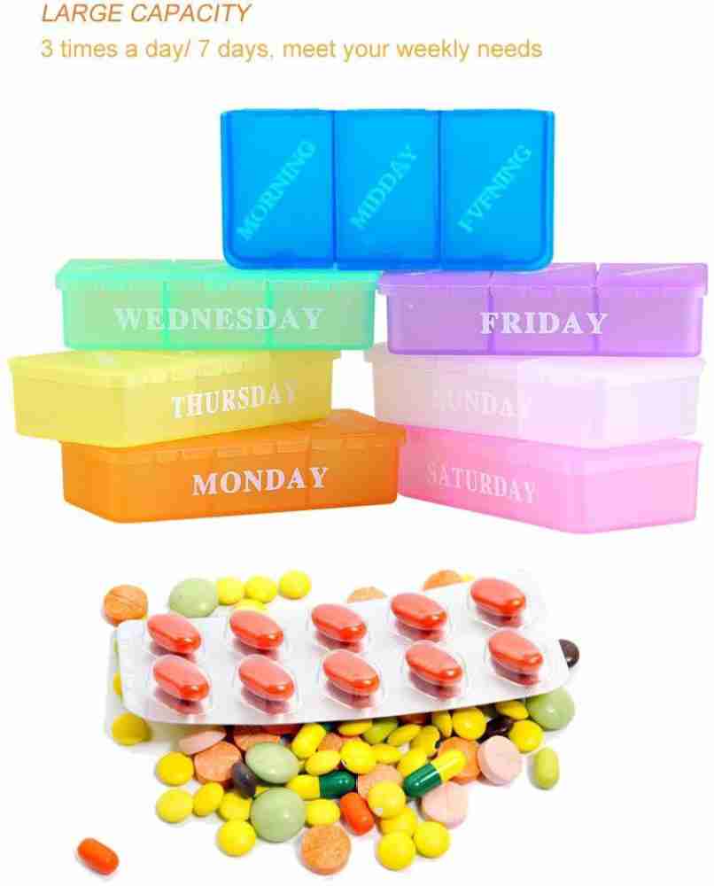 Pill Medicine Box Organizer 28 Slot 7 Days Weekly Holder Reminder Storage  Color