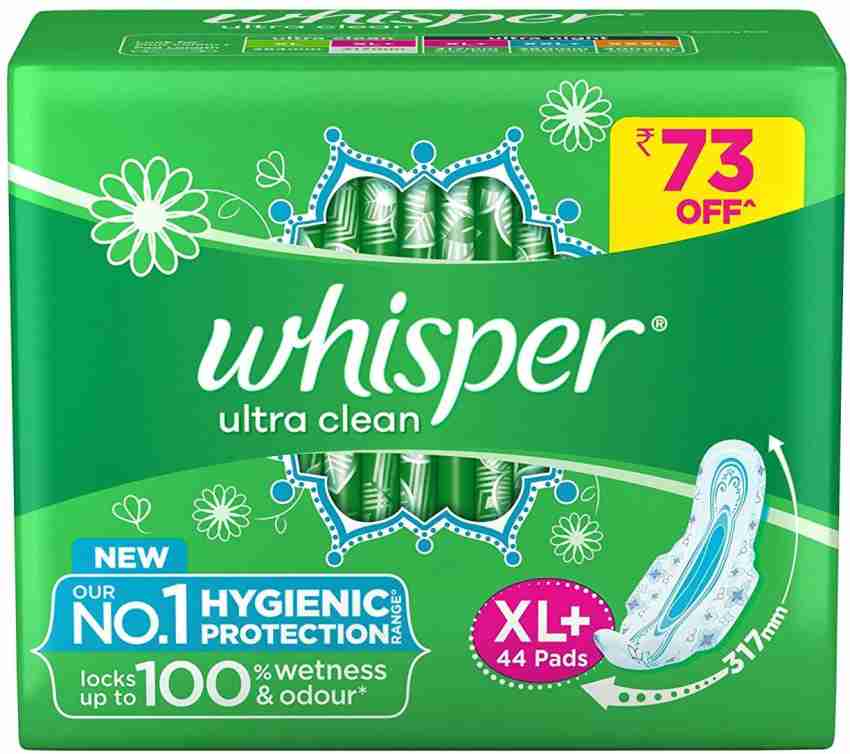 Whisper Bindazzz Night Sanitary Pads, Pack Of 44 Thin Pads, Xl+