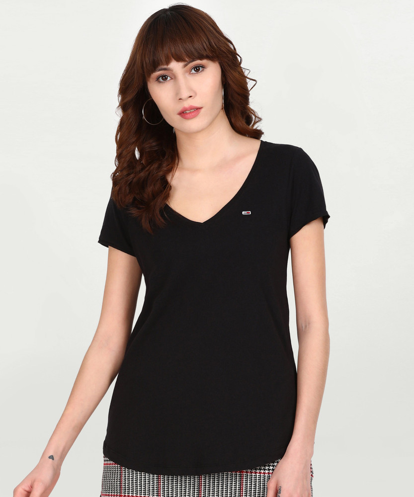 Tommy hilfiger black v on sale neck t shirt