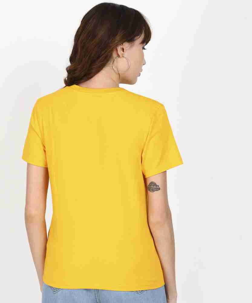 TOMMY HILFIGER Solid Women Round Neck Yellow T Shirt Buy TOMMY