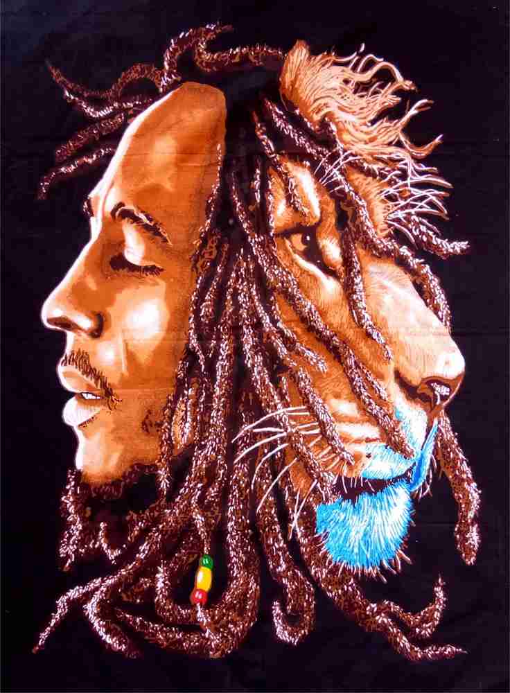 RRJAIPUR Bohemian RR9 Bob Marley With Lion Wall Hanging Cotton