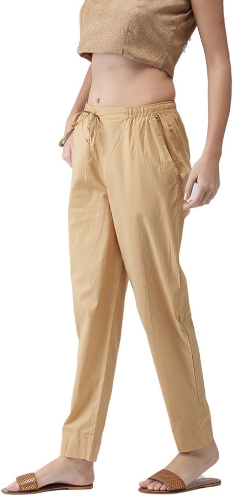 GO COLORS Regular Fit Women Khaki Trousers - Buy GO COLORS Regular Fit  Women Khaki Trousers Online at Best Prices in India