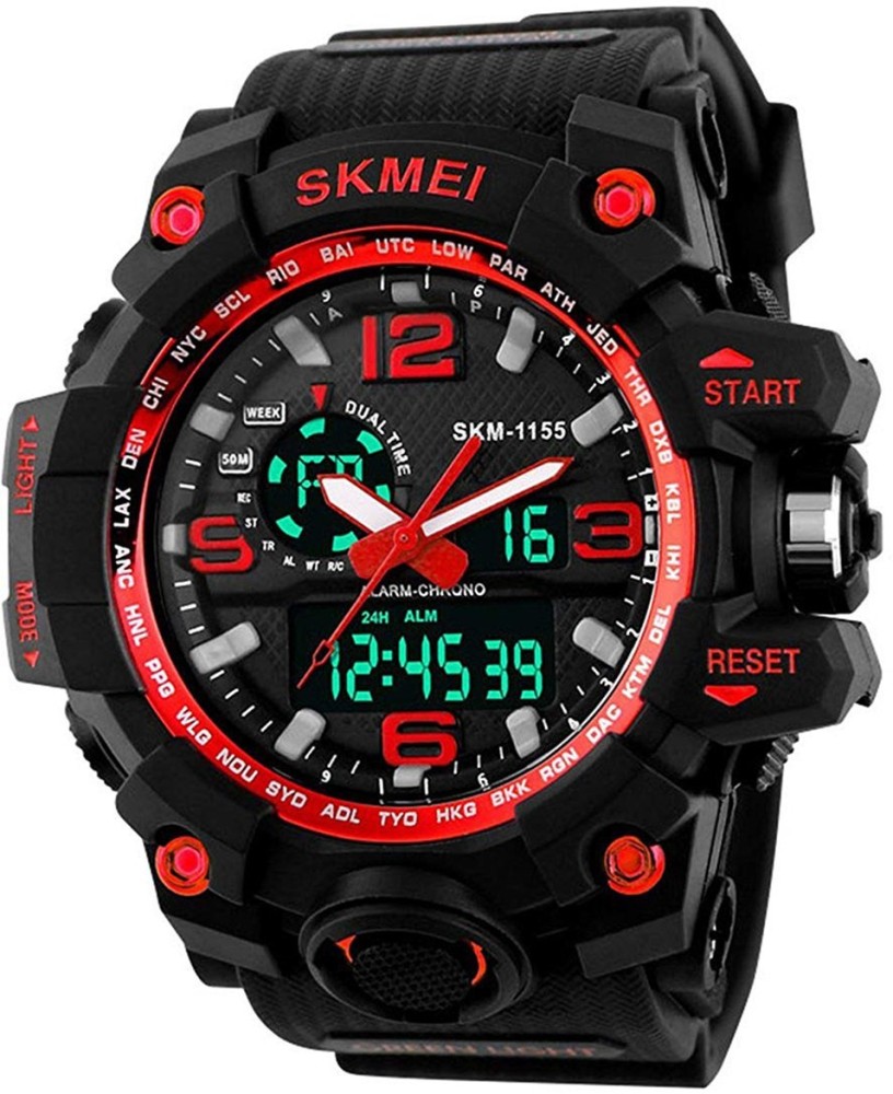 Digital watch outlet with red digits