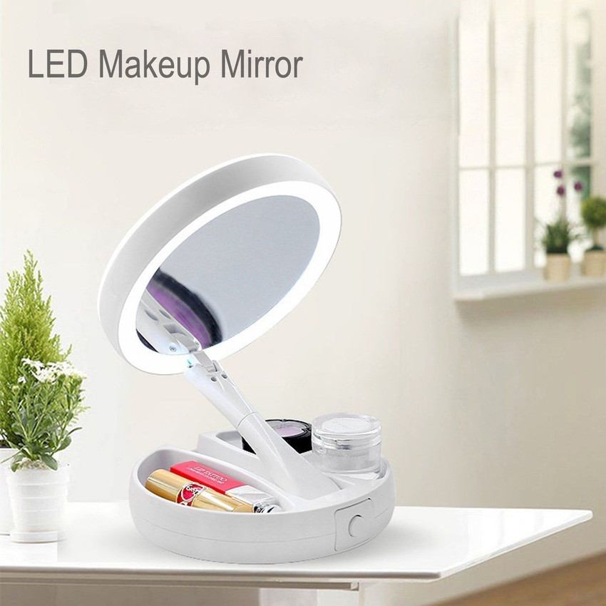 Large lighted discount magnifying makeup mirror