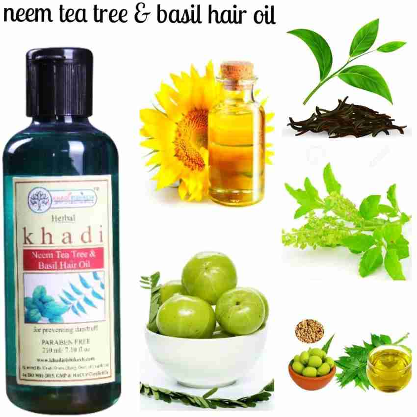 Khadi Rishikesh Herbal Neem Tea tree Basil Hair Oil promotes