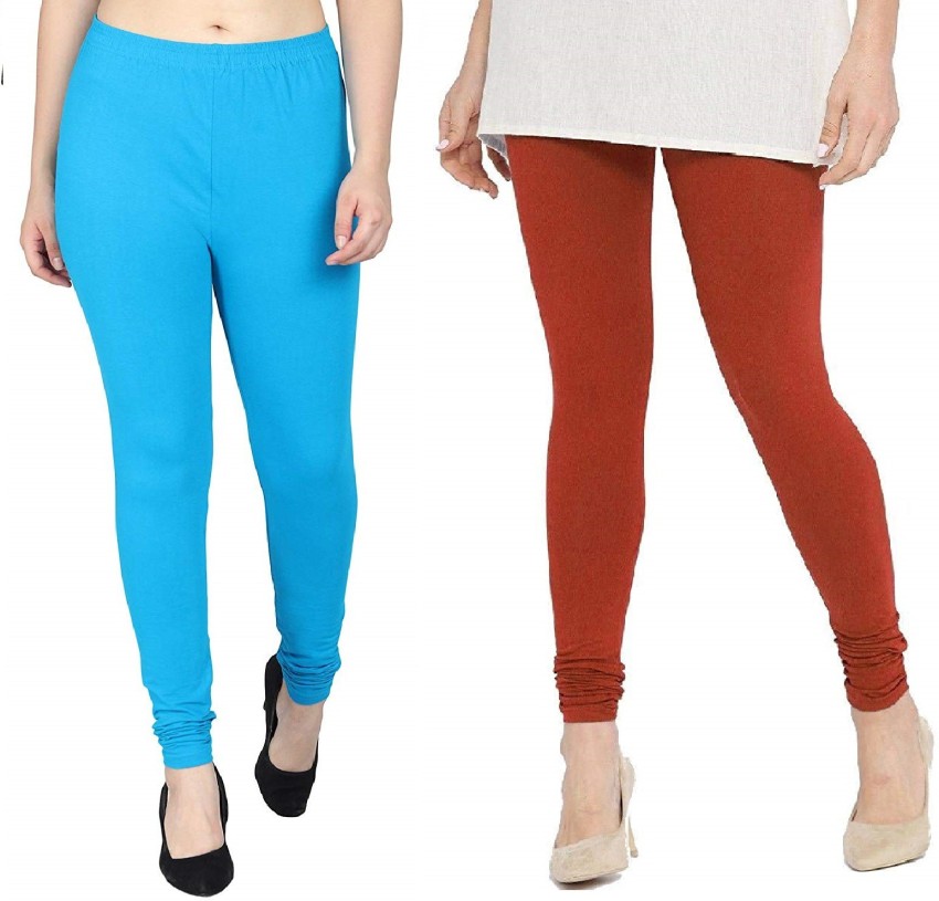 Women Cotton Chudithar Leggings (Full Length) – Turquoise – Sri