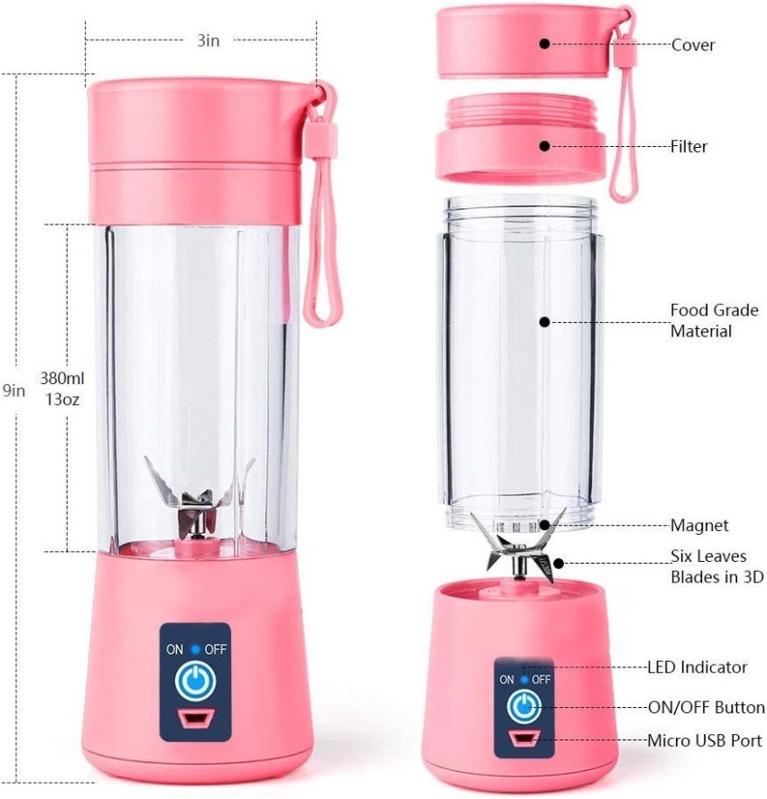 Buy Bs Spy USB Juicer Electric Portable Mixer Grinder Hand Blender Shaker  Mixer Juicer Pink 200 Juicer Online at Best Prices in India - JioMart.