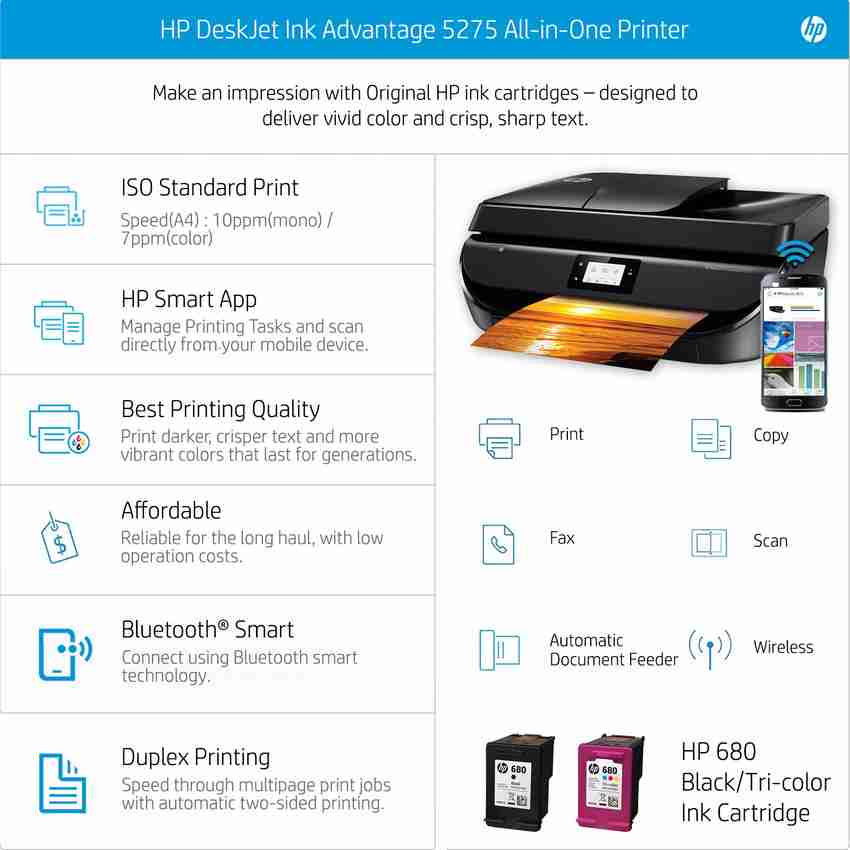 HP DeskJet Ink Advantage 5275 Multi function WiFi Color Inkjet