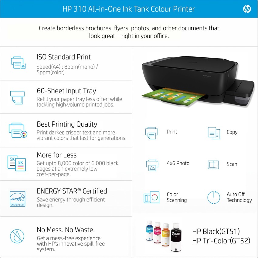 Color HP Ink Tank 110 Series Printer at best price in Chandigarh