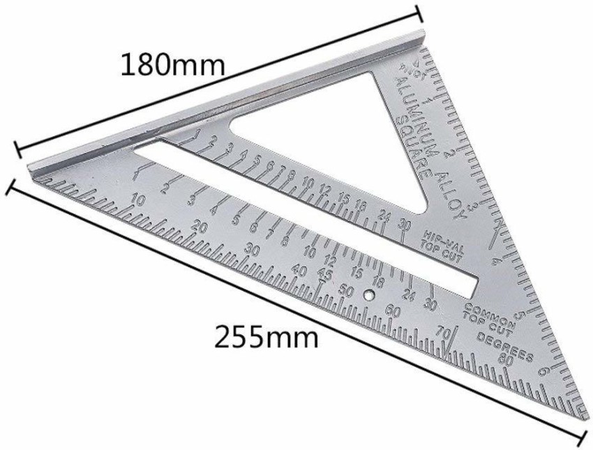 REHTRAD Double Side Scale Aluminium Alloy Metric Inch Triangle Measurement  Hand Tool Ruler