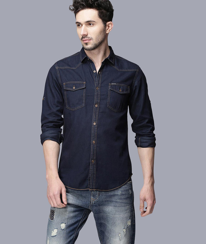 Ecko Unltd Men Solid Casual Blue Shirt Buy Ecko Unltd Men Solid