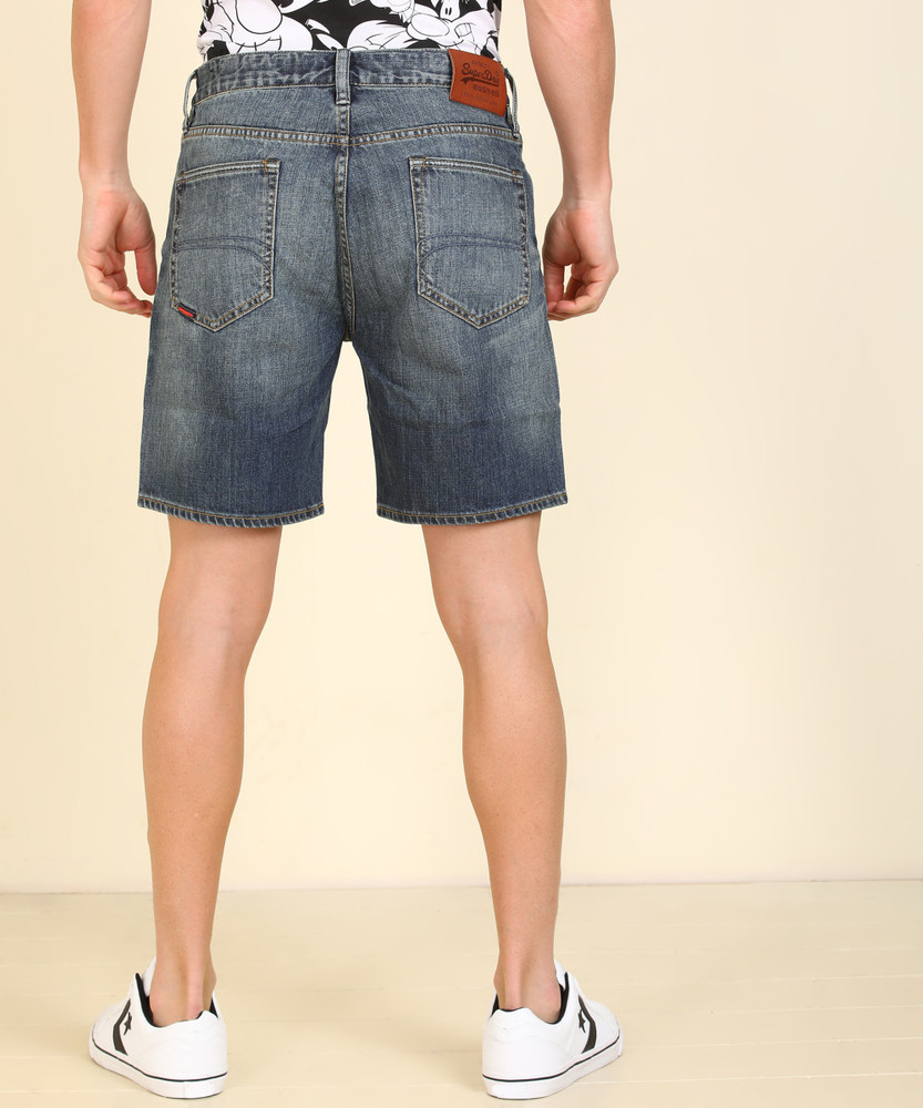 Superdry Solid Men Denim Blue Denim Shorts Buy Superdry Solid