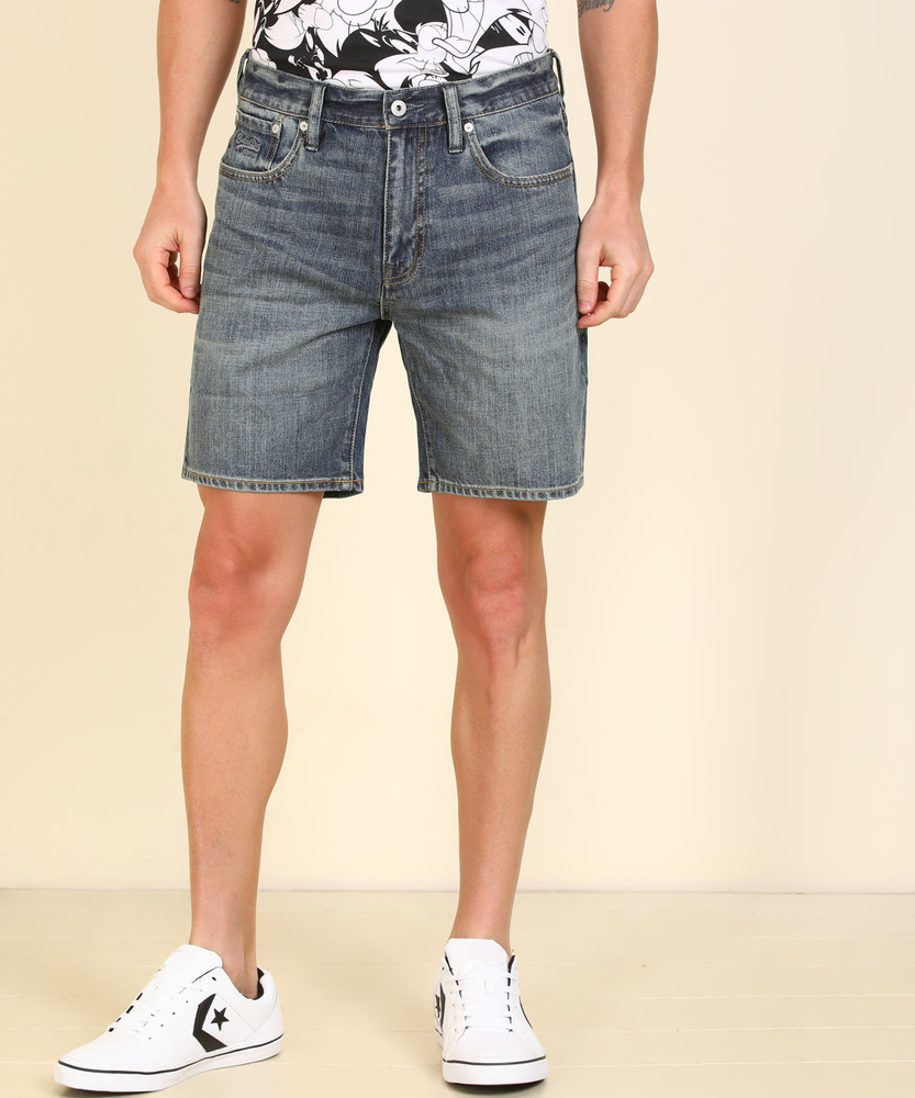 Superdry Solid Men Denim Blue Denim Shorts
