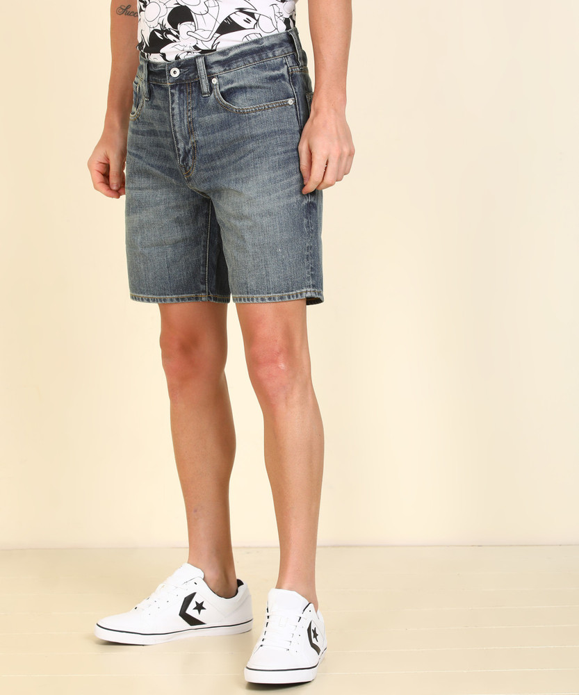 Superdry Solid Men Denim Blue Denim Shorts