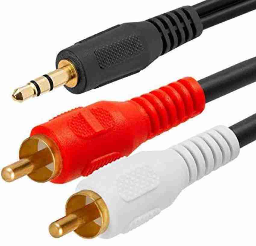 TECHON TV-out Cable 3.5mm audio stereo female jack to 2 rca male jack  adapter aux audio cable - TECHON 