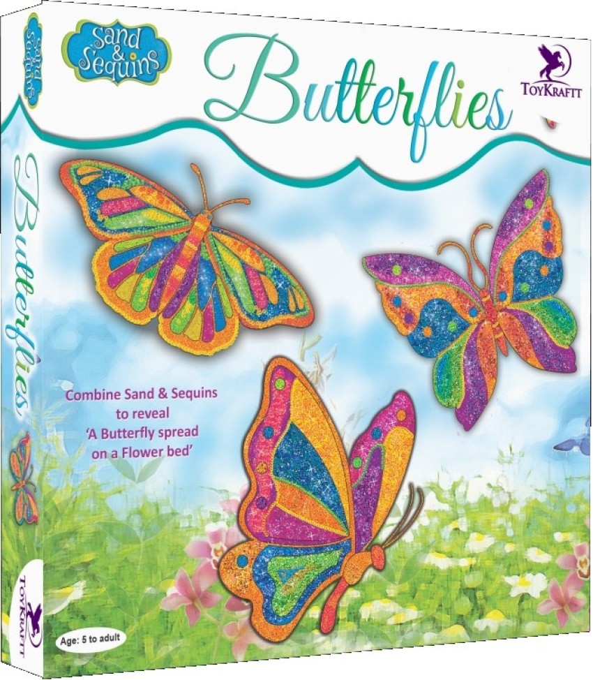 ToyKraft: Butterflies Craft, Sand and Sequin Art Kits for Kids, Sand  Picture, Art and Craft, Gift for Girls Boys 5 - 9 Year Olds