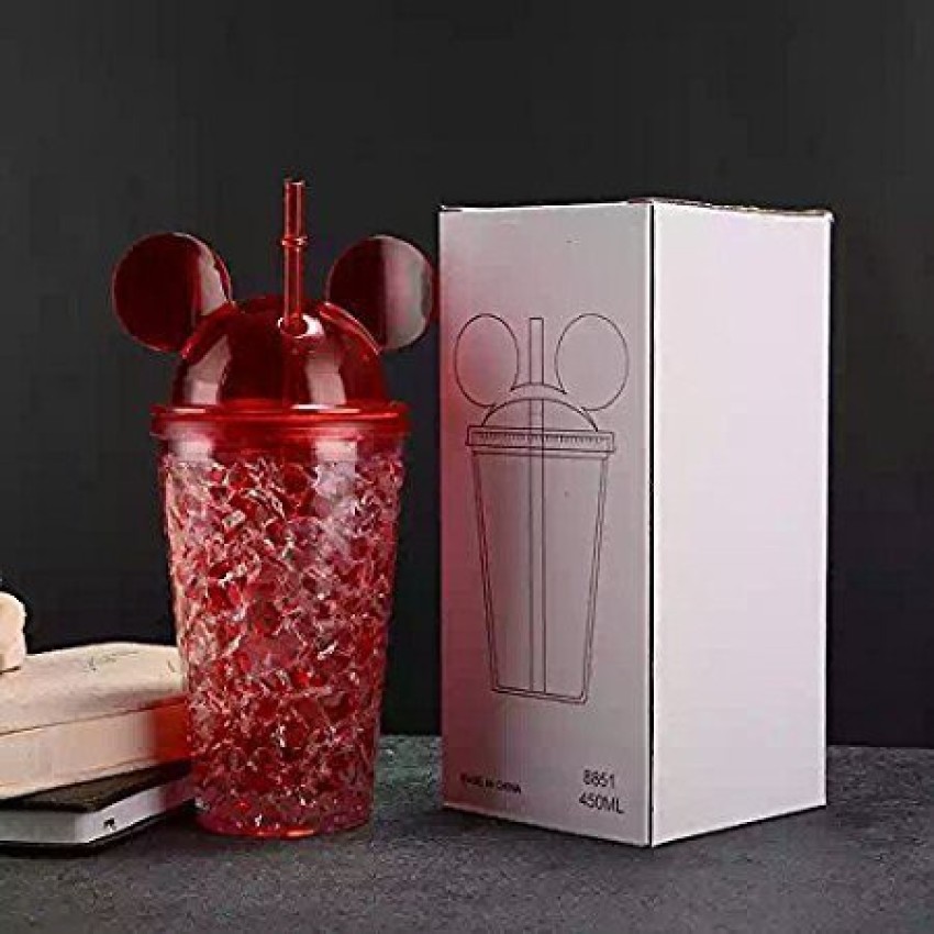 Mickey Printed Sipper Bottle With Straw For Kids, Glass Tumbler Sipper  Water Bottle