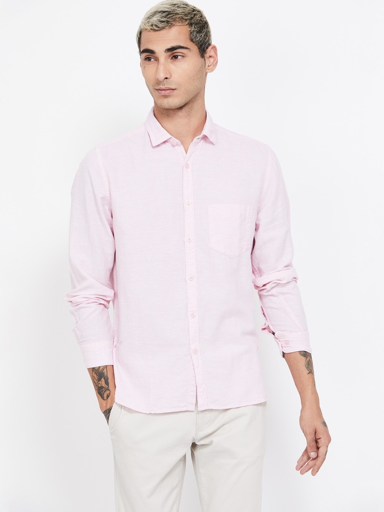 Buy Plus91 Men Solid Casual Pink Shirt Online at Best Prices in