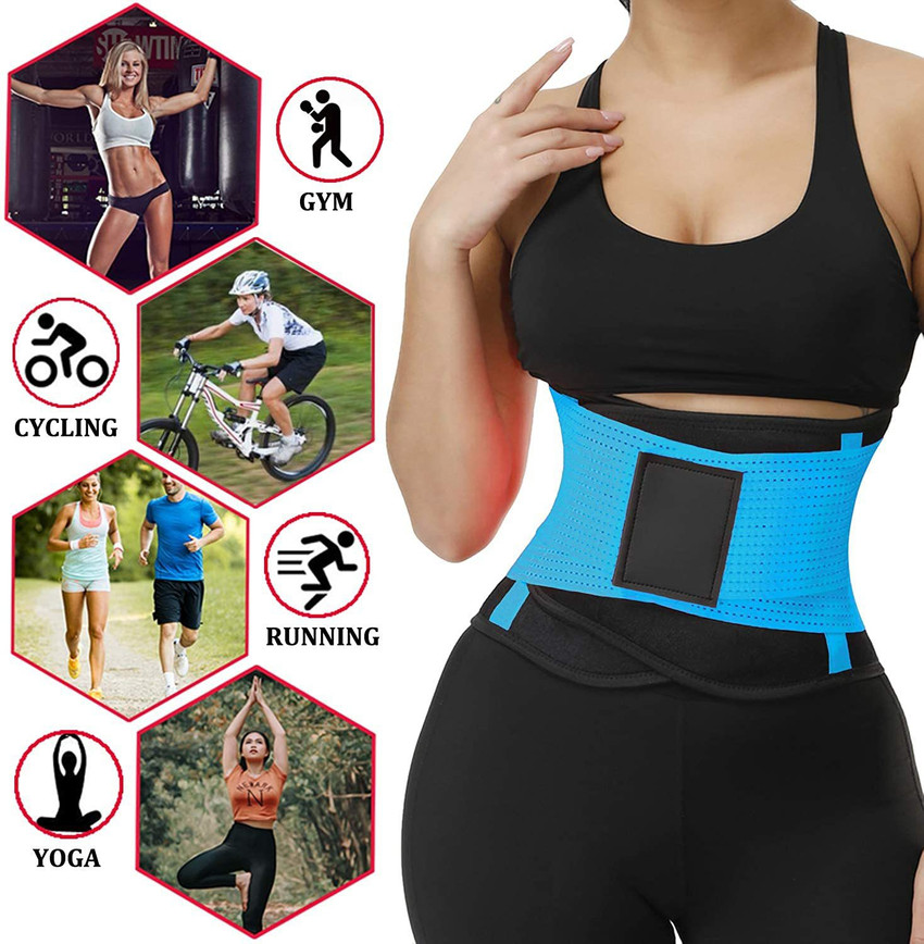 LEOPAX Sky Blue Waist Stomach Belt Shaper Fitness Belt Yoga Wrap Hot Belt Unisex Weight Loss Back Pain Gym Running Travel Tummy Workout Belt X Large Waist Size 26 33 Inch Slimming Belt