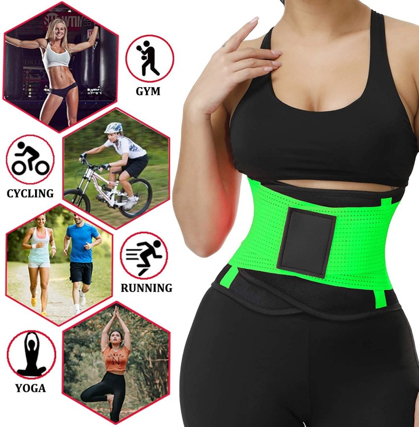 LEOPAX Green Waist Stomach Belt Shaper Fitness Belt Yoga Wrap Hot Belt  Unisex Weight Loss Back Pain Gym Running Travel Tummy Workout Belt 3XL  Waist Size :- (31-37 Inch) Slimming Belt Price