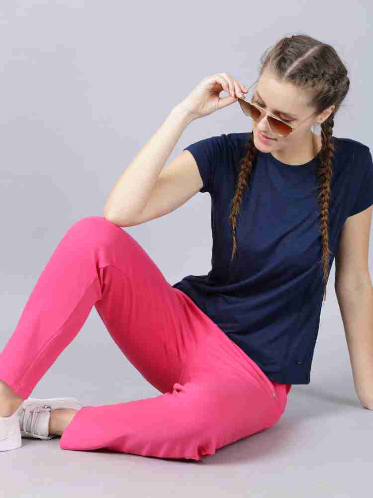 EBELLIA by V2 Retail Ltd. Solid Women Pink Track Pants - Buy EBELLIA by V2  Retail Ltd. Solid Women Pink Track Pants Online at Best Prices in India