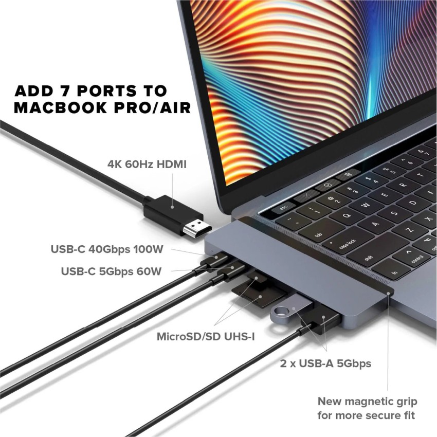 Adaptateur USB Type-C vers 2 ports HDMI HyperDrive Gris pour