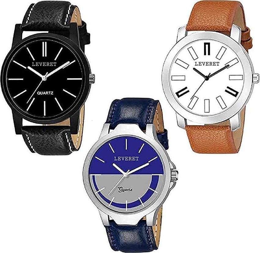 LEVERET Analog Watch For Men Buy LEVERET Analog Watch For Men New Attractive Best Designer Combo Pack Of 3 Mes Boys Watches Online at Best Prices in India Flipkart