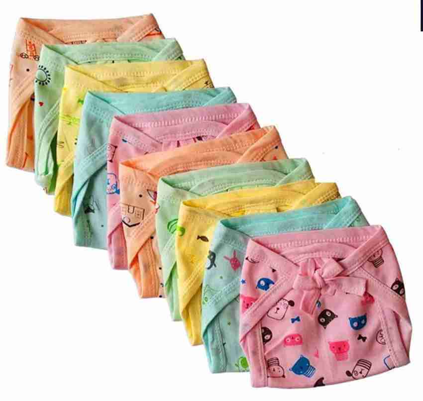 Unisex Baby Boys & Girls Cotton Cloth Diapers/Langot Washable and Reusable  Nappies (Multi Colour, 0-6 Months) (Pack of 10 Pieces)