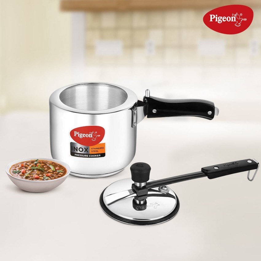 Pigeon Pressure Cooker 3 Quart Inox Stainless Steel Outer Lid Induction  Base Cook Delicious Food in Less Time 3 Liter 