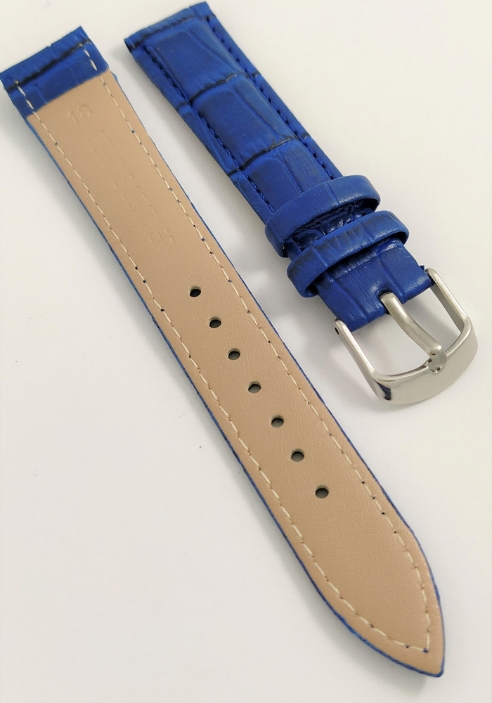 Blue leather watch strap 18mm shop