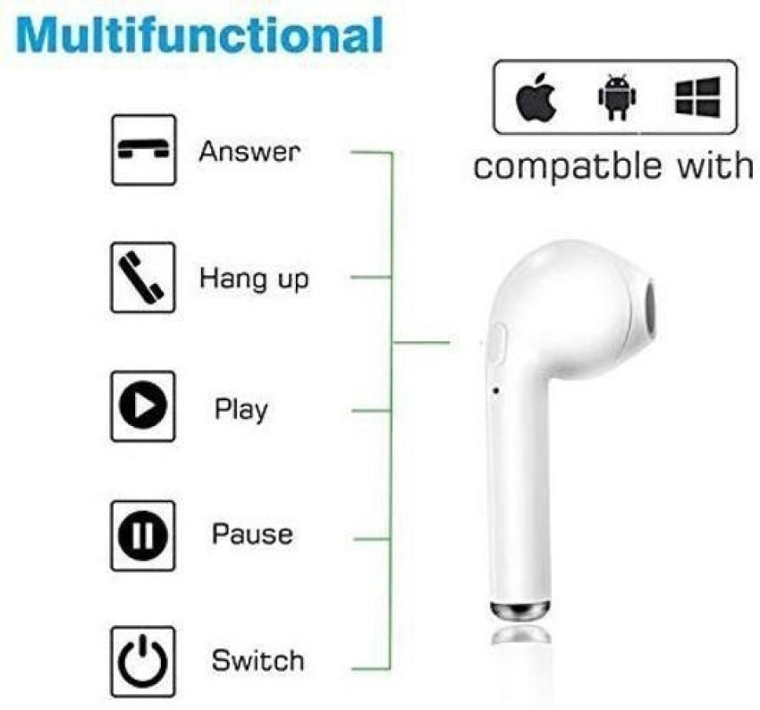 Eric i7s TWS Earbuds Mini Bluetooth White In the Ear Bluetooth