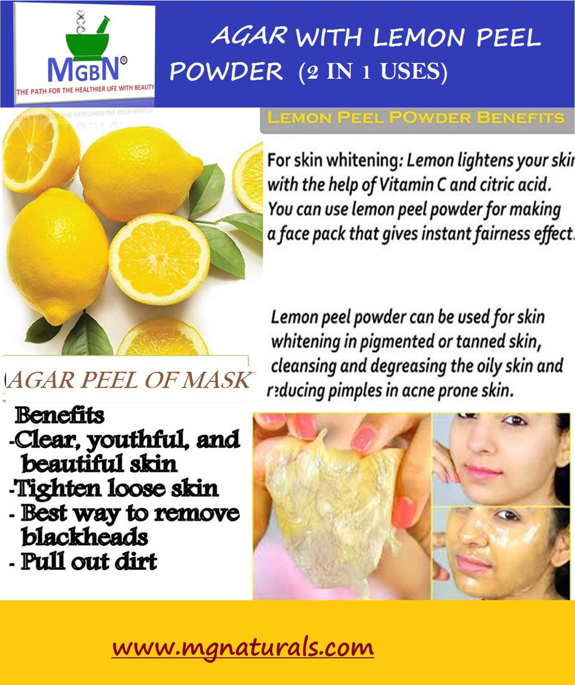 MGBN AGAR WITH LEMON PEEL POWDER MIX 2 IN 1 USES FOR FACE MASK HAIR REMOVAL SKIN CARE 100 VEGETABLE 100 NATURAL 25 GM Price in India Buy MGBN AGAR WITH LEMON PEEL