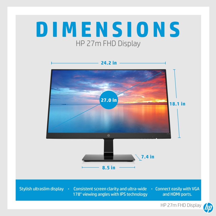 HP 27m 27 inch Full HD LED Backlit IPS Panel Ultra Thin Monitor