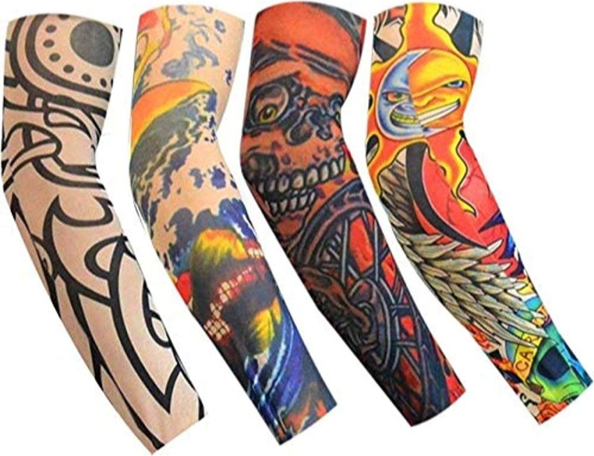 POLLO LOCO Full Hands UV Protection Cooling Tattoo Arm Sleeves for Men   Women Perfect for