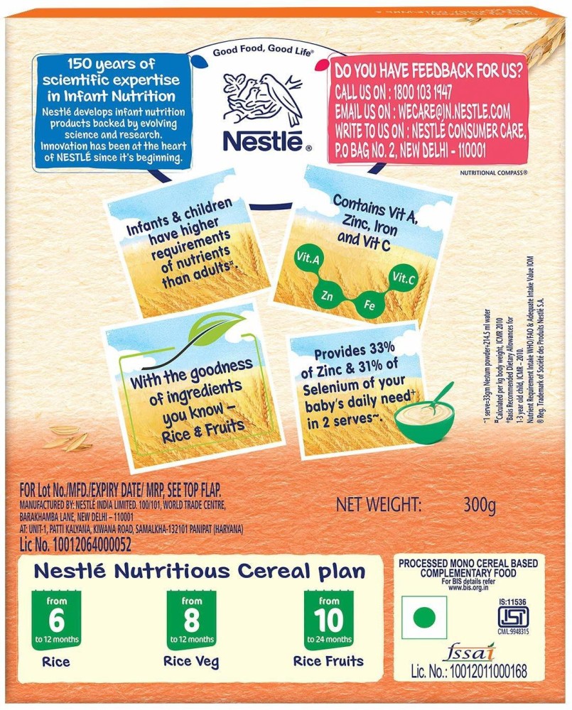 Nestle Nestum Baby Cereal From 10 To 24 Months, Rice Fruits, 300g  Bag-in-Box Pack at Rs 178/pack, Nestle Baby Foods in Santipur