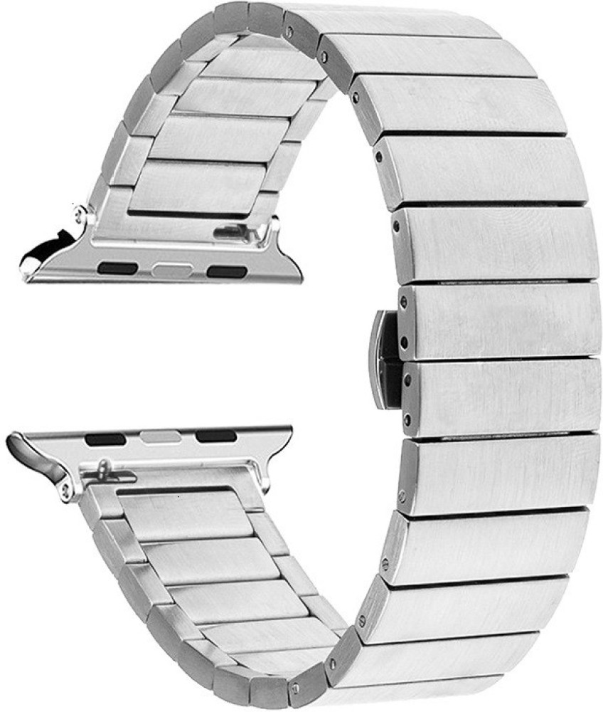 GetUSCart Wolait Compatible with Apple Watch Band 45mm 44mm 42mm 41mm 40mm  38mm Stainless Steel Heavy Band with Butterfly Folding Clasp Link Bracelet  for iWatch Series76SESeries 543Men Women SilverGold 45mm44mm42mm