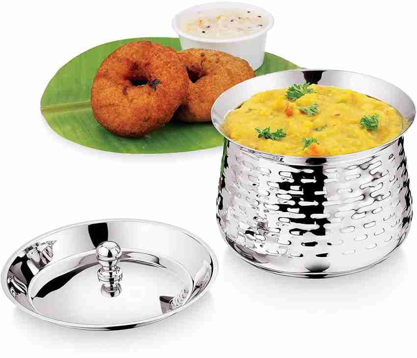 Stainless Steel Curry Biryani Pot Indian Serving Tope Patila Bhagona with  Lid