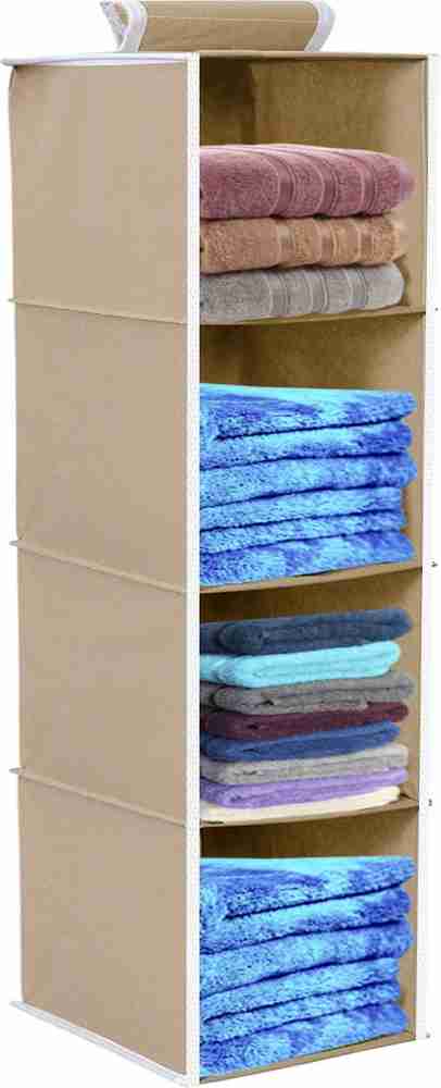 Flipkart SmartBuy Hanging 4 Shelves Wardrobe Organiser Beige