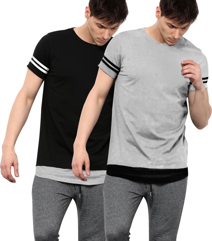 MANIAC Solid Men Round Neck Black, Grey T-Shirt - Buy MANIAC Solid Men  Round Neck Black, Grey T-Shirt Online at Best Prices in India