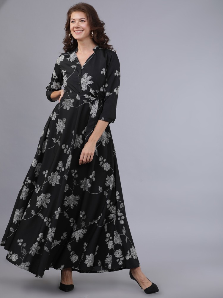 Tokyo talkies black deals printed maxi dress