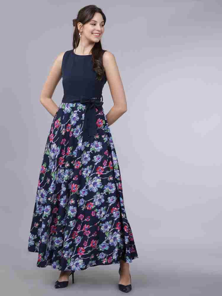 Tokyo talkies navy shop blue printed dress