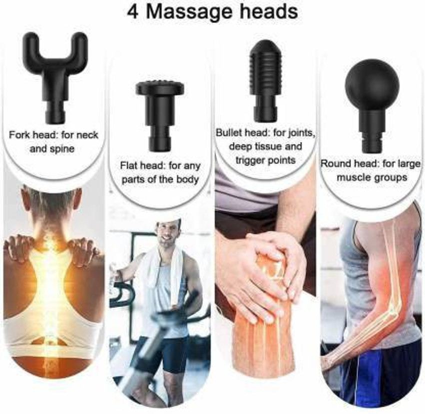 INFINITY USE Facial Massage Gun Portable Vibration Muscle Body Massager with 4 Heads 6 Adjustable Speed Vibrator for Neck Leg Hand Back Facial Massage Gun Portable Vibration Muscle Body Massager