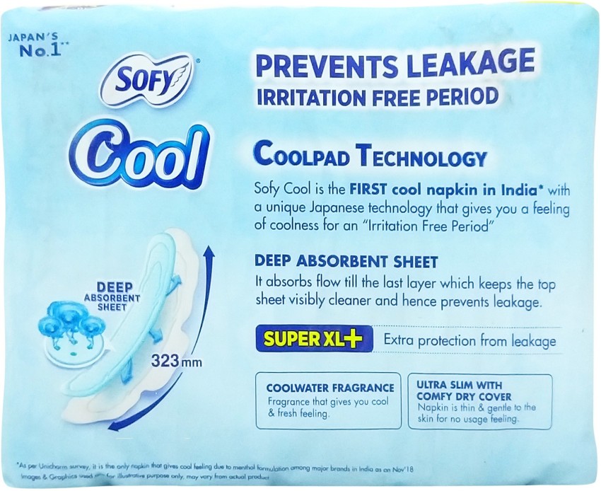 Sofy Cool Extra Long Sanitary Pads 54 Pieces Online - Sofy India