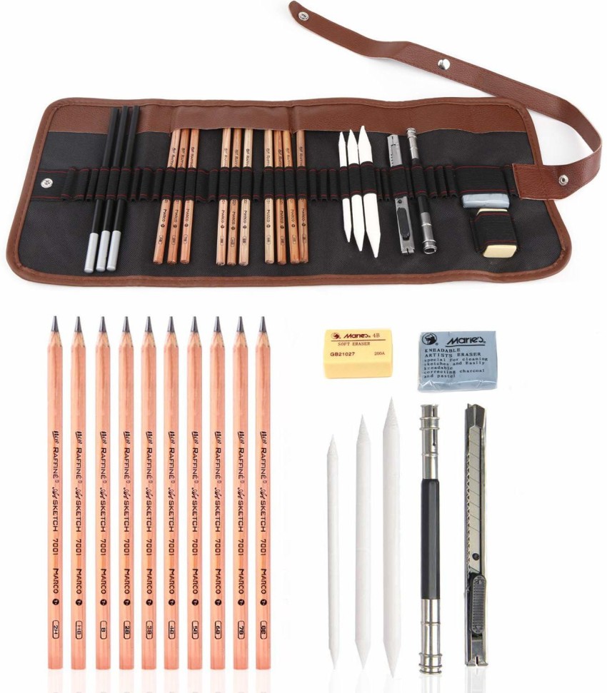 Maries Artist Charcoal Pencil 12 Piece Set, Medium Black Paper Handle Charcoal  Pencils for Drawing and Sketching 