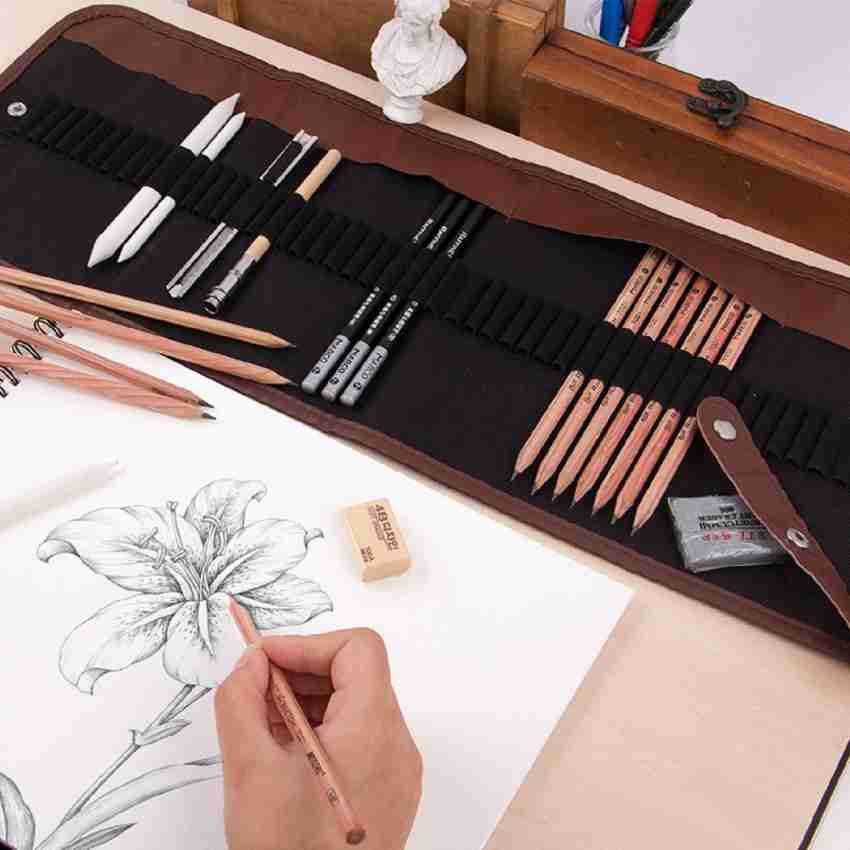 29 Pieces Professional Sketching & Drawing Art Tool Kit with Graphite Pencils, Charcoal Pencils, Paper Erasable Pen, Craft Knife, Size: As Shown