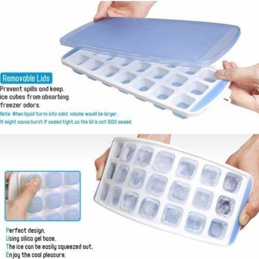 Ice Cube Trays, 2 Pack Silicone Ice Tray with Removable Lids Easy Release  Flexible 21 Ice Cube Molds BPA Free for Whiskey, Cocktail, Stackable  Durable