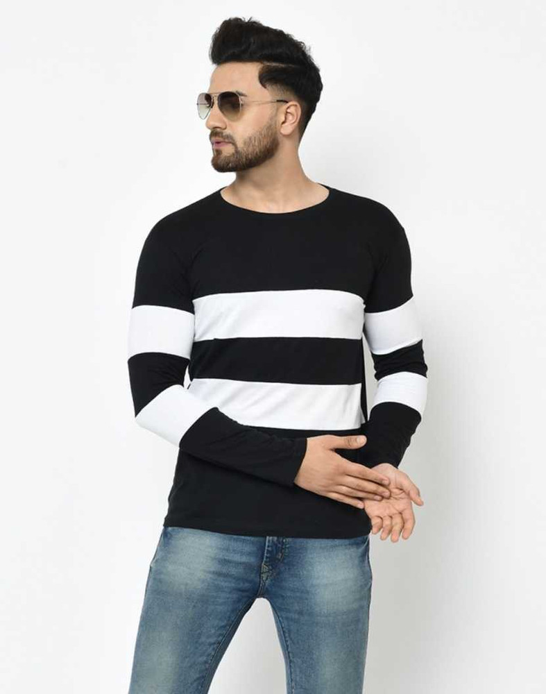 Black and white striped t shirt flipkart best sale