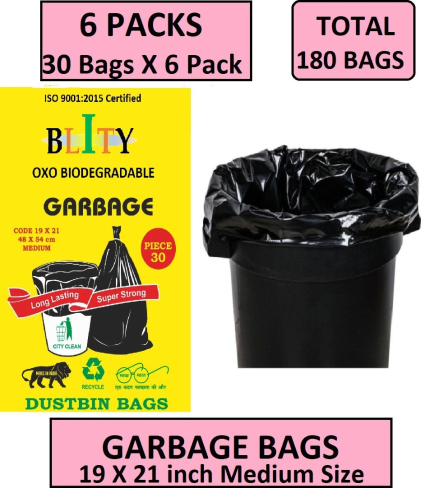 Clean Home Garbage Bags 19 x 21 inch Medium Size Dustbin CoversDustbin BagsTrash  Bin Bags Pack of 12  Each Pack Contains 30 Bags  Total 360 Dustbin Bags  Medium 15 L